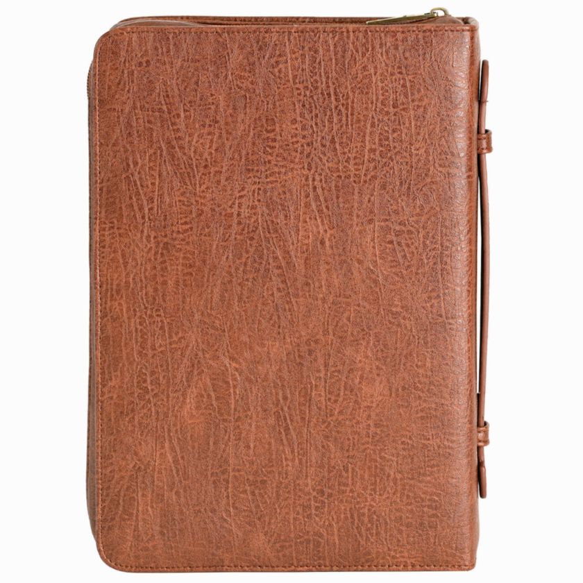 Vintage Cross Bible Cover, Brown, L