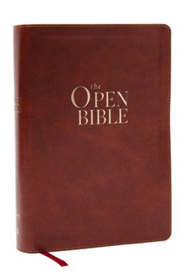 The Open Bible, New King James Version-Brown Leathersoft
