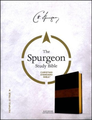 CSB Spurgeon Study Bible, Black/Brown LeatherTouch®, Black Letter, Study Notes, Quotes, Sermons Outlines, Ribbon Marker, Sewn Binding, Easy-to-Read Bible Serif Type