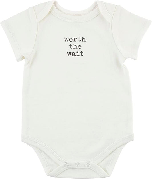 Stephan Baby Snap Suit - Short Sleeve Cotton Bodysuit for Baby with Snap Closure, 6-12 Months, Worth The Wait