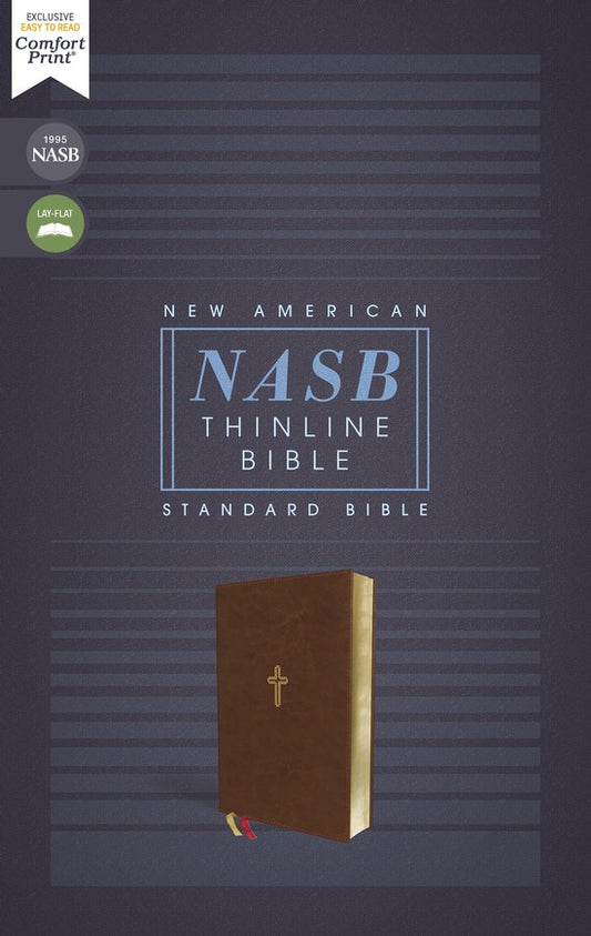 NASB, Thinline Bible, Leathersoft, Brown, Red Letter, 1995 Text, Comfort Print