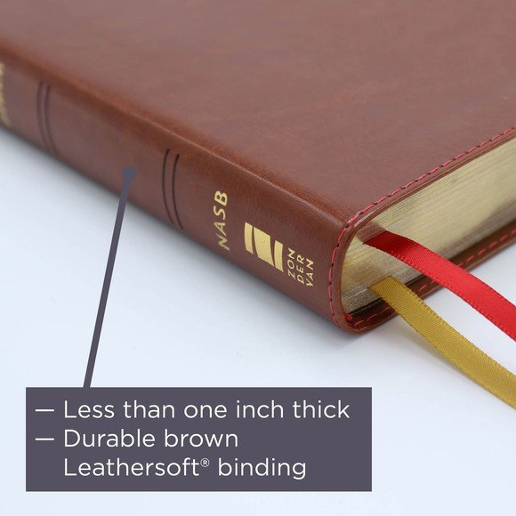 NASB, Thinline Bible, Leathersoft, Brown, Red Letter, 1995 Text, Comfort Print