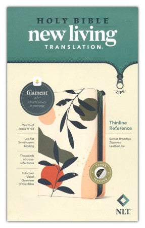 NLT Thinline Reference Zipper Bible, Filament Enabled Edition (LeatherLike, Sunset Branches)