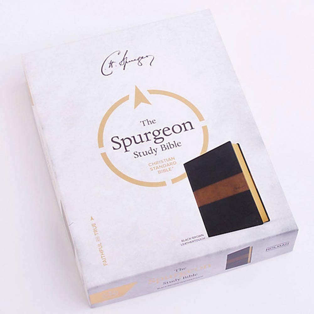 CSB Spurgeon Study Bible, Black/Brown LeatherTouch®, Black Letter, Study Notes, Quotes, Sermons Outlines, Ribbon Marker, Sewn Binding, Easy-to-Read Bible Serif Type