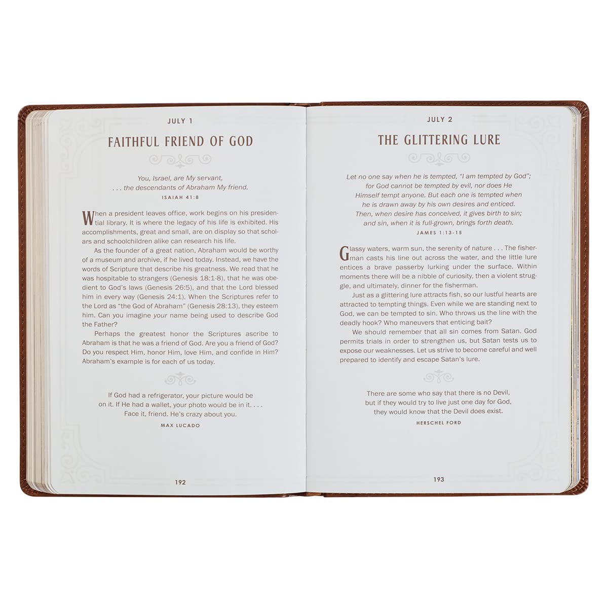 Walking with God 365 Daily Devotions, Large Print Brown Faux Leather