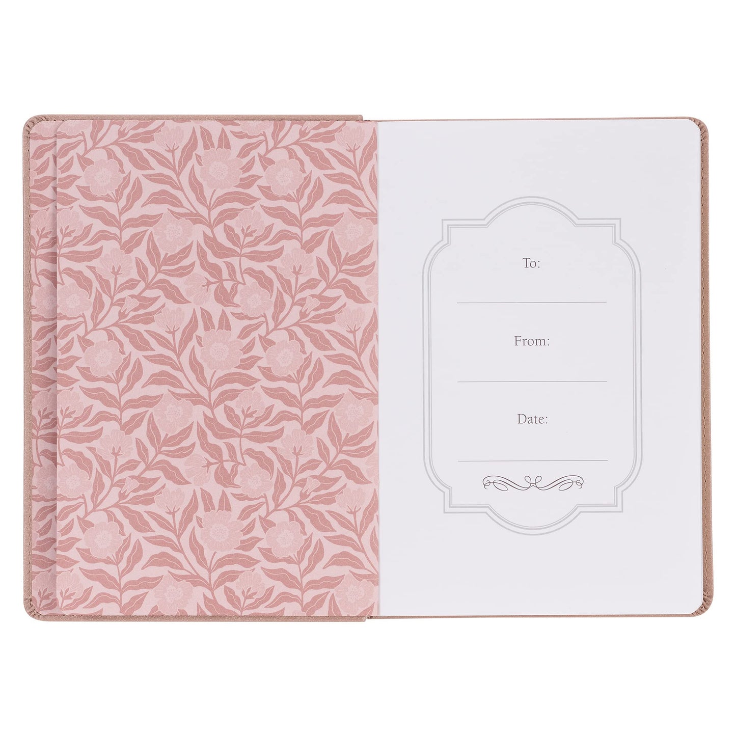 Classic Journal My Grace is Sufficient 2 Corinthians 12:9 Rose Inspirational Scripture Notebook, Ribbon Marker, Pink Faux Leather Flexcover, 336 Ruled Pages