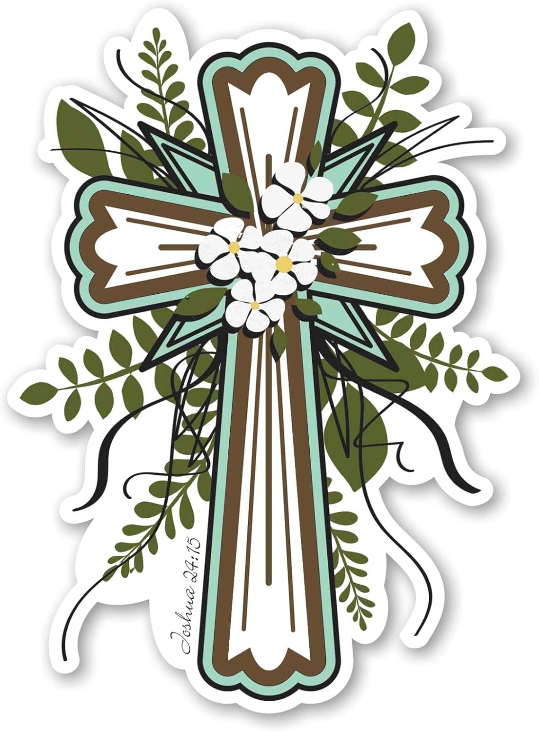 Dicksons Adhesive Sticker Decal for Journaling, Scrapbooking, and Accessory Personalization 5.25 x 6.5 Vinyl Elegant Floral Cross