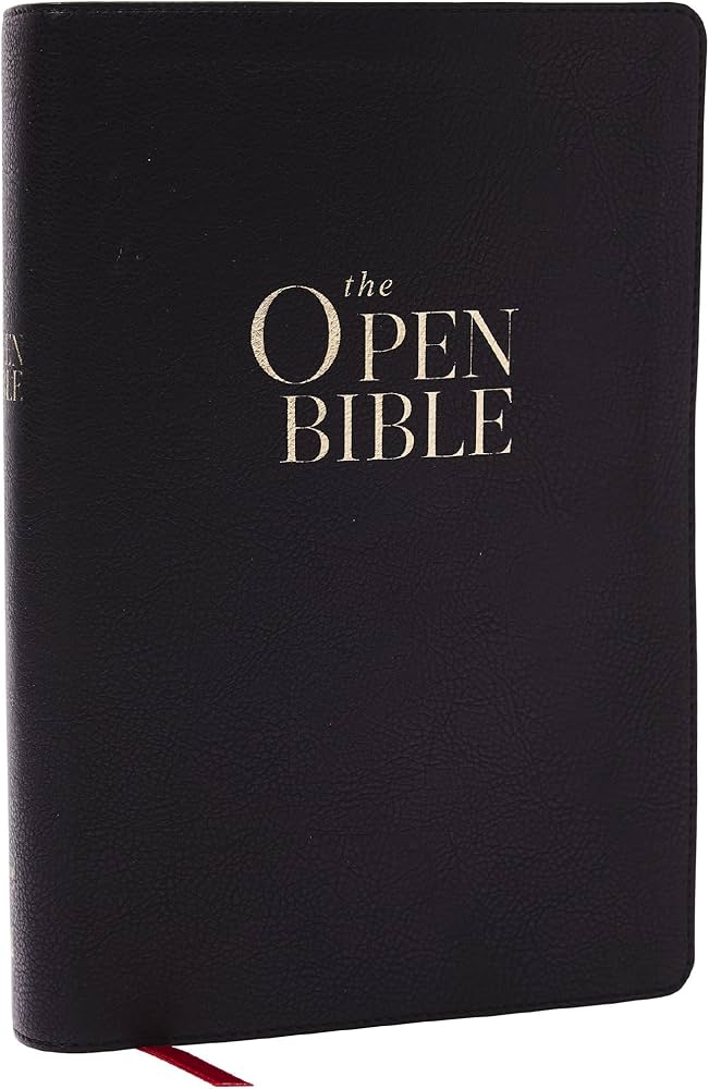 The Open Bible, New King James Version-Black Leathersoft