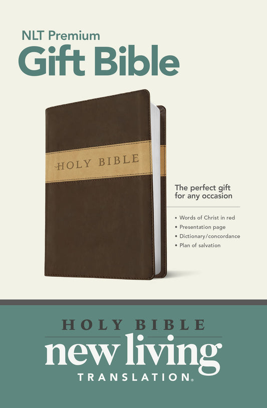 Premium Gift Bible NLT, TuTone (LeatherLike, Dark Brown/Tan, Red Letter) Imitation Leather