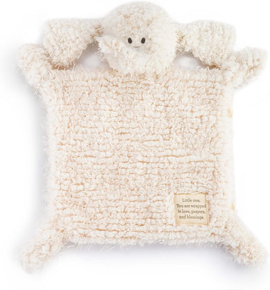 DEMDACO Wrapped in Prayer Cream Color and Blue 12 x 9 Inch Children's Stuffed Animal Blankie Elephant