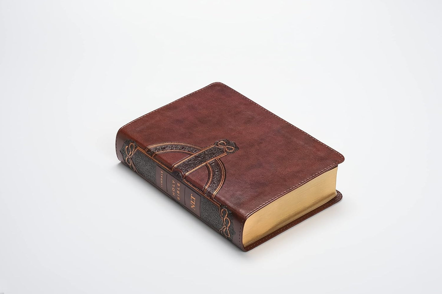 NLT Compact Giant Print Bible, Filament Enabled (LeatherLike, Mahogany Celtic Cross, Red Letter)