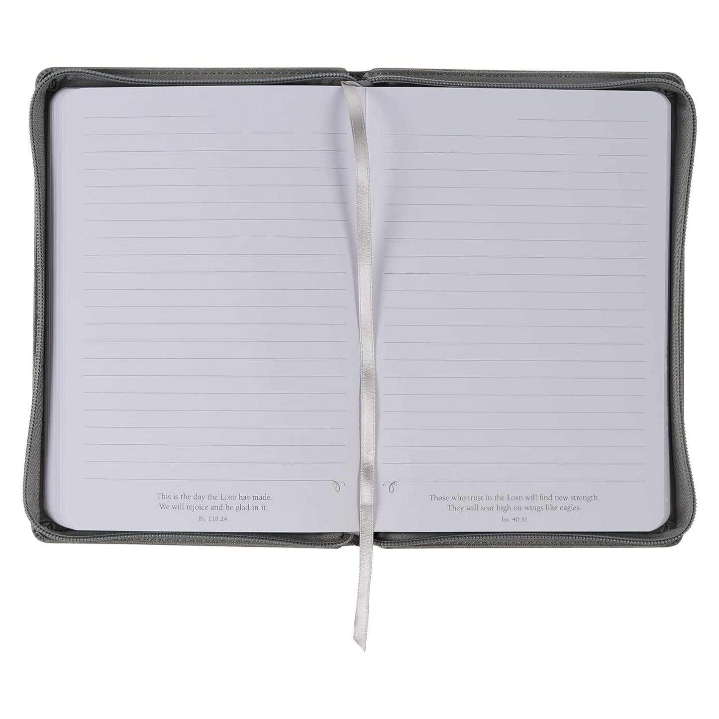 Journal With God Matthew 19:26 Gray Inspirational Notebook, Lined Pages w/Scripture, Ribbon Marker, Zipper Closure