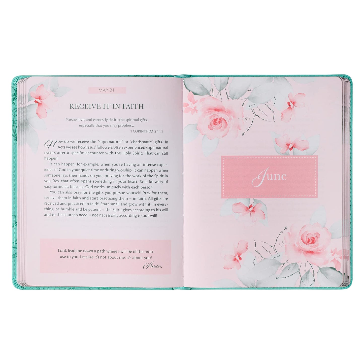 366 Devotions Here I Am, Lord, Teal Faux Leather Flexcover, Experience the Blessings of a Life Fully Surrendered to God
