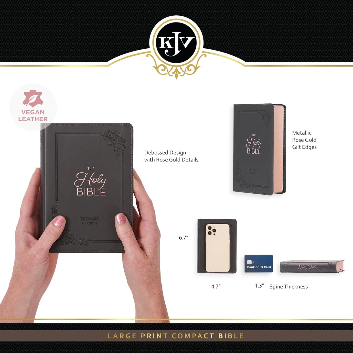 KJV-Compact Bible Gray Large Print