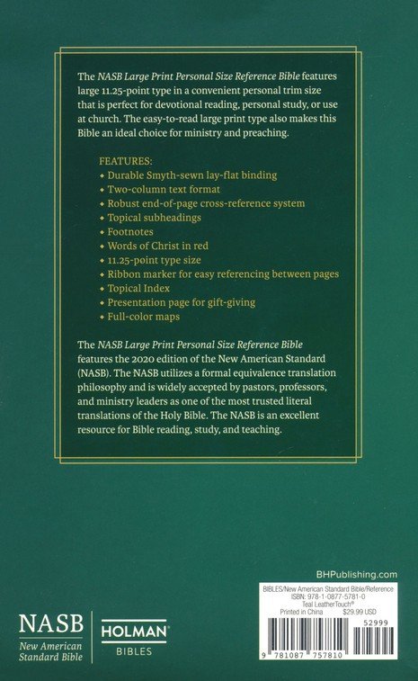 NASB Large Print Personal Size Reference Bible, Teal