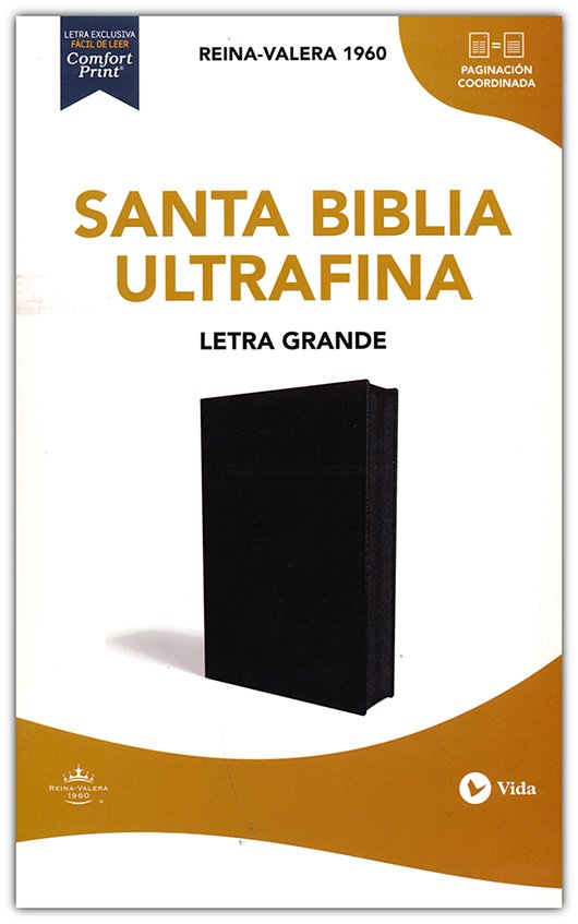 Reina Valera 1960 Santa Biblia Ultrafina Letra Grande, Piel Fabricada, Negro, con Cierre, Interior a dos colores (Spanish Edition)