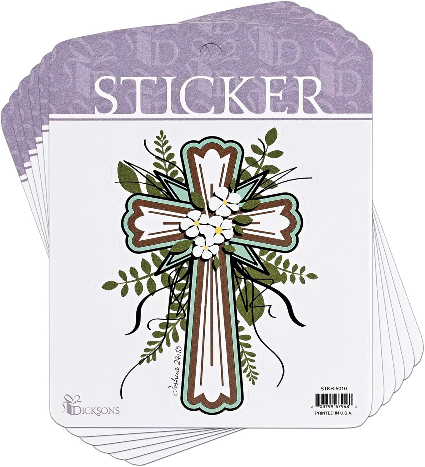 Dicksons Adhesive Sticker Decal for Journaling, Scrapbooking, and Accessory Personalization 5.25 x 6.5 Vinyl Elegant Floral Cross