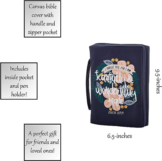 Creative Brands Faithworks - Canvas Bible Cover with Carry Handle French Press Mornings Gifts of Faith Collection, 7 x 10-Inch, Wonderfully Made