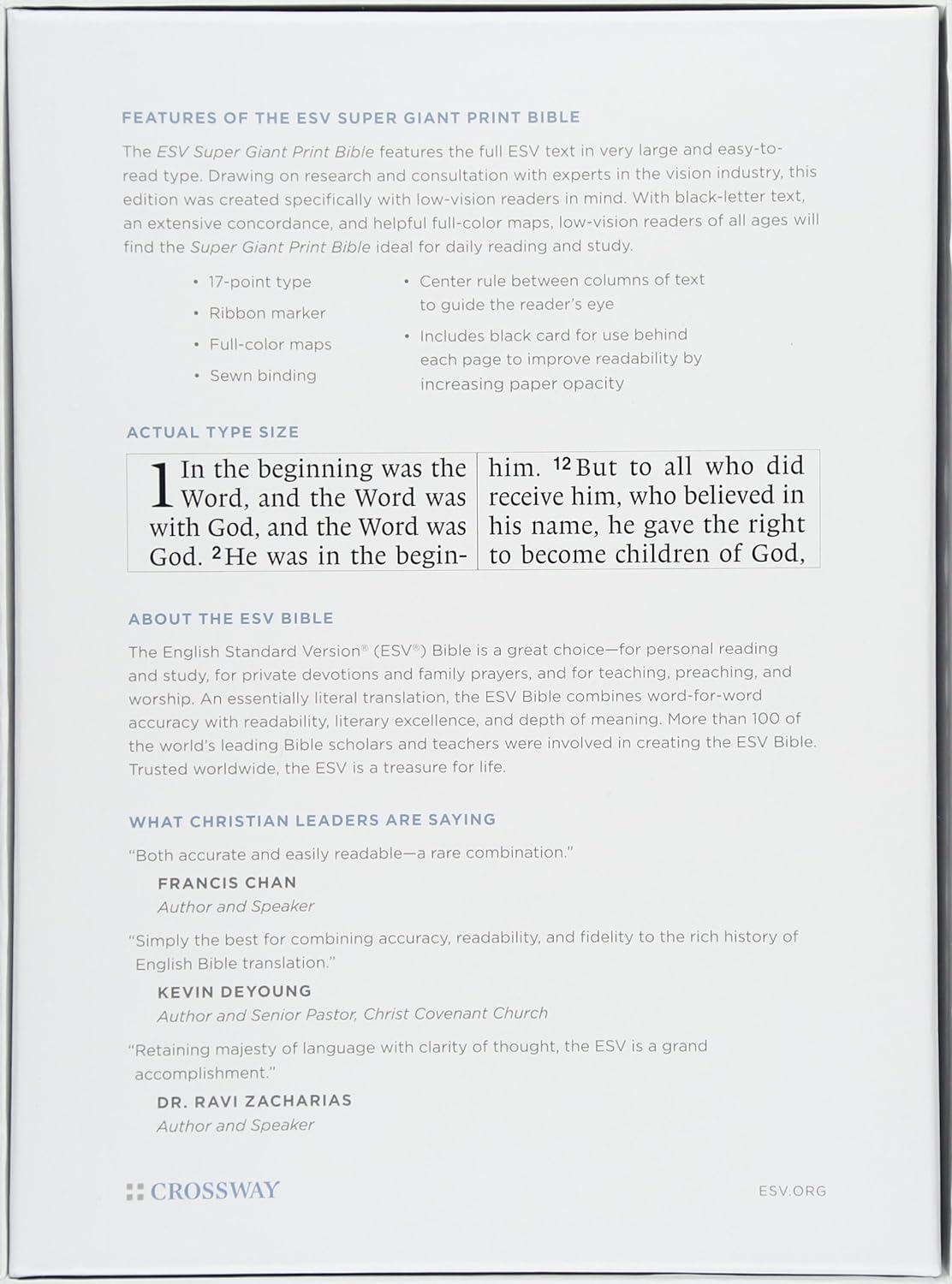 ESV Super Giant Print Bible (TruTone, Black)