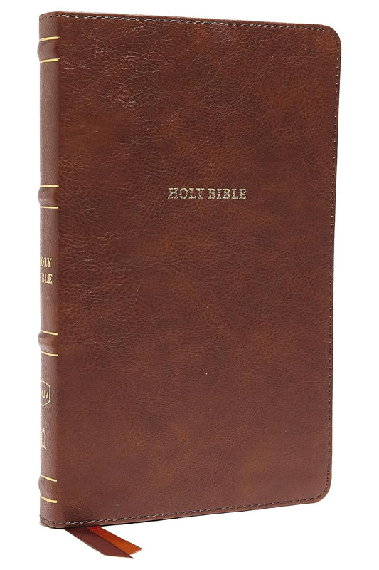 NKJV, Thinline Bible, Leathersoft, Brown, Red Letter, Comfort Print: Holy Bible