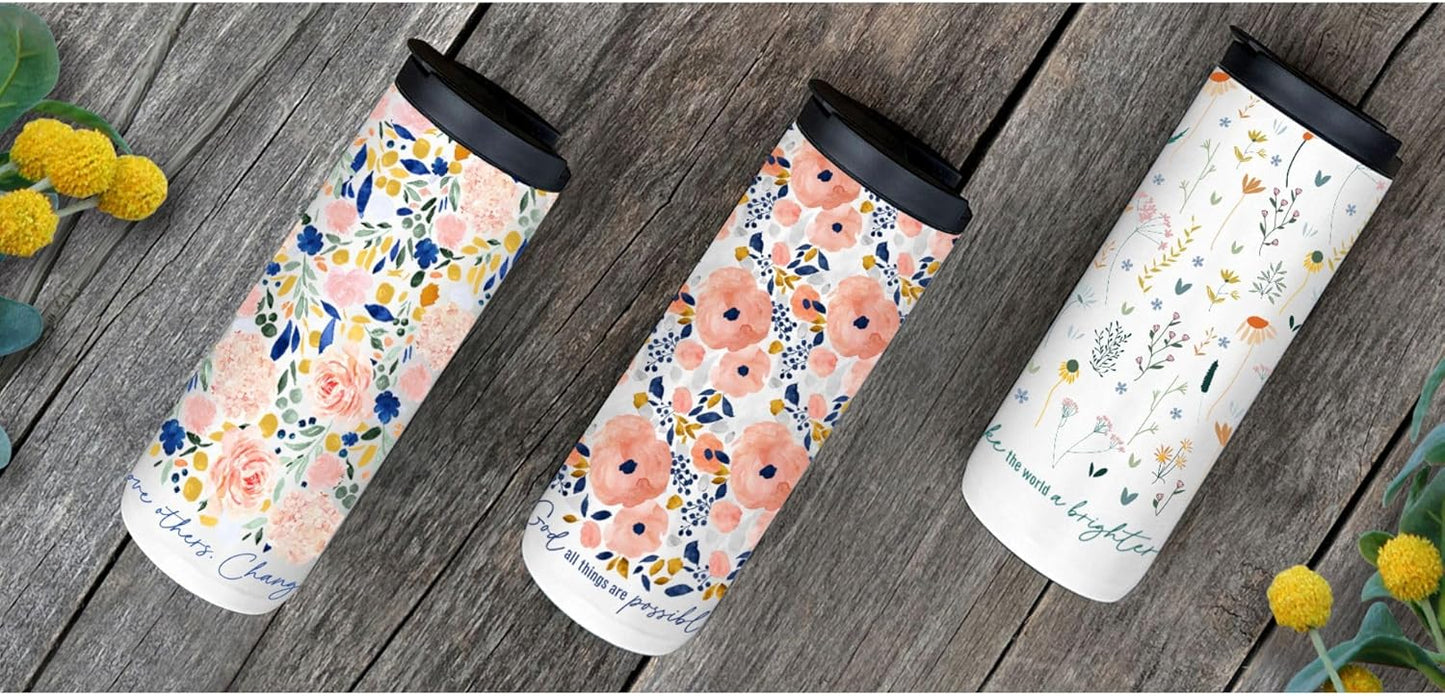 Lighthouse Christian Products Double Wall Vacuum Insulated Tumbler With Lid, 20 Ounce Stainless Steel, With God