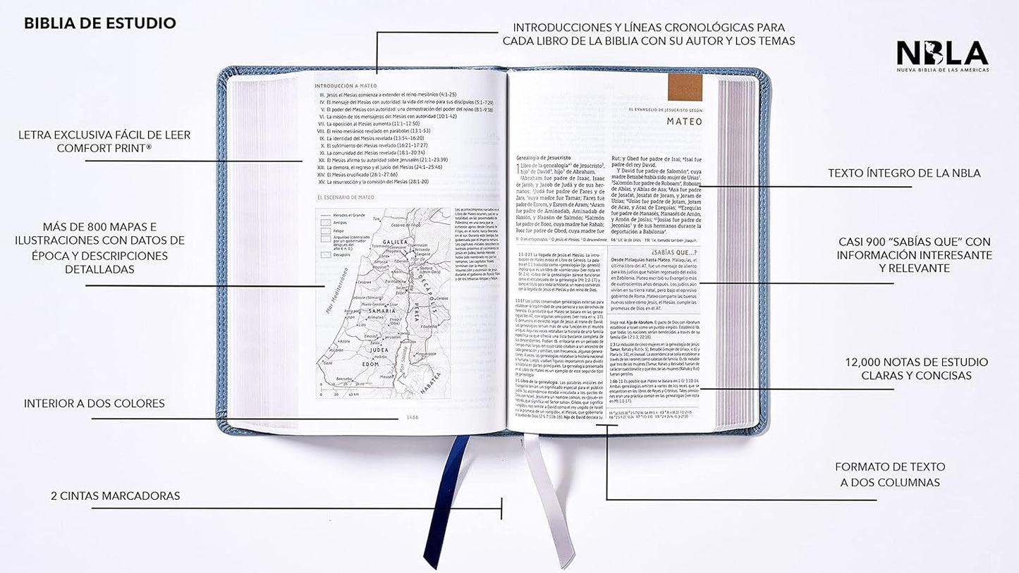 Biblia de estudio NBLA, Piel Imit., Gris (NBLA Study Bible, Leathersoft, Gray)