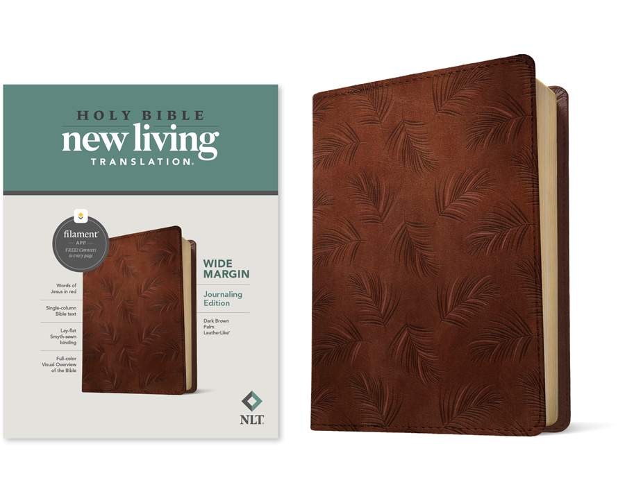 NLT Wide Margin Bible, Filament-Enabled Edition (LeatherLike, Dark Brown Palm, Red Letter)