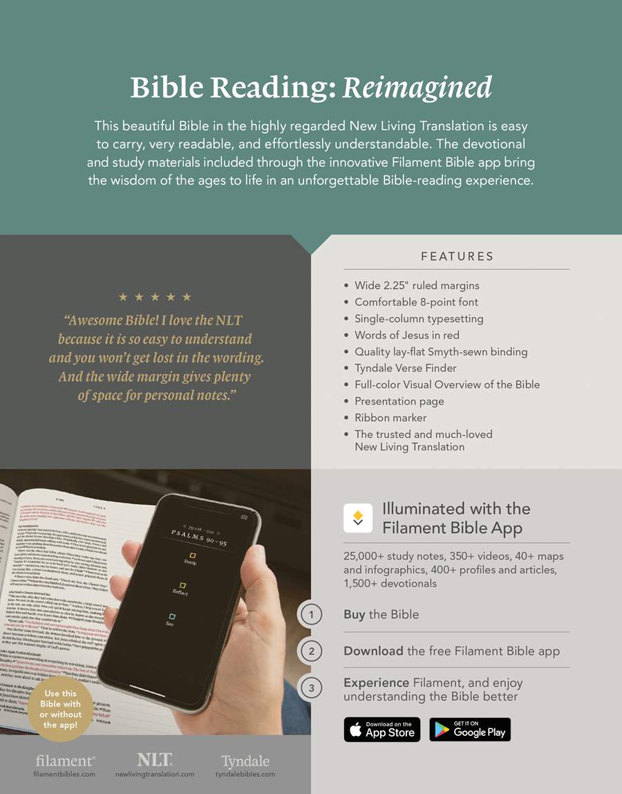 NLT Wide Margin Bible, Filament-Enabled Edition (LeatherLike, Dusty Pink Blossoms, Red Letter)