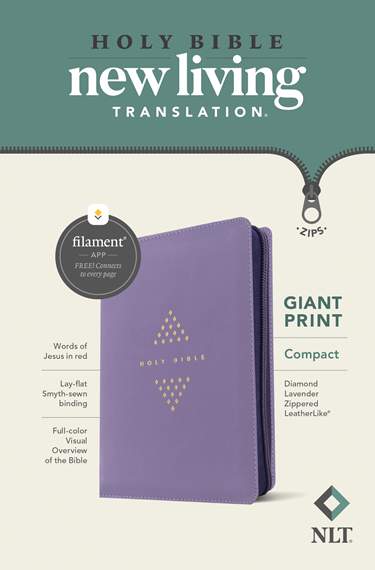 NLT Compact Giant Print Zipper Bible-Purple, Filament Enabled