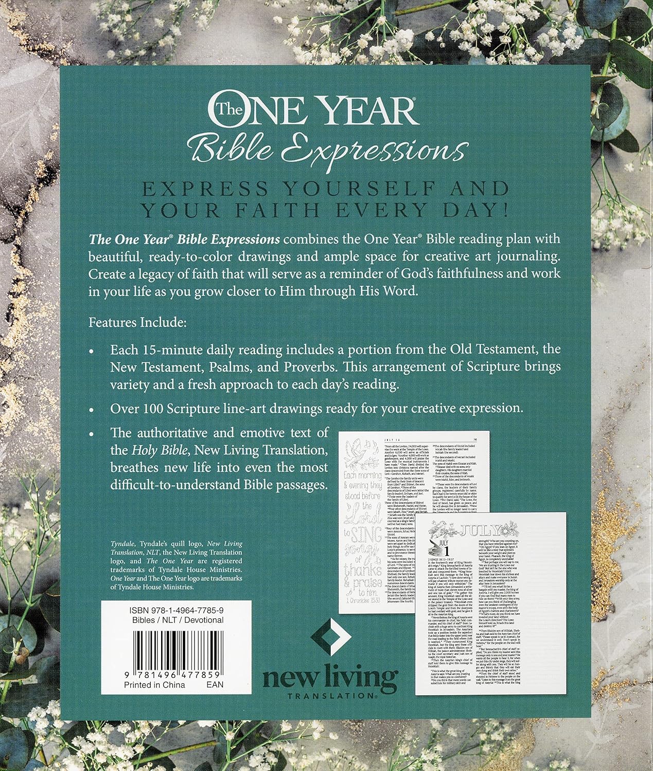 The One Year Bible Expressions NLT (LeatherLike, Tidewater Teal)