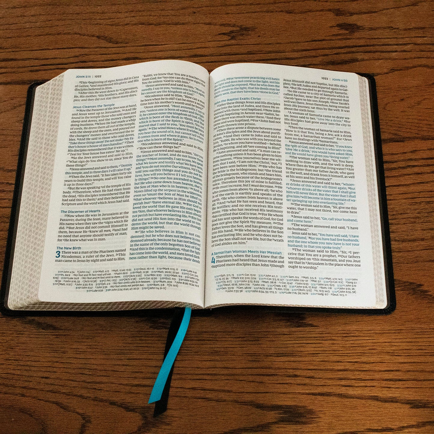 NKJV, Large Print Thinline Reference Bible, Blue Letter, Maclaren Series