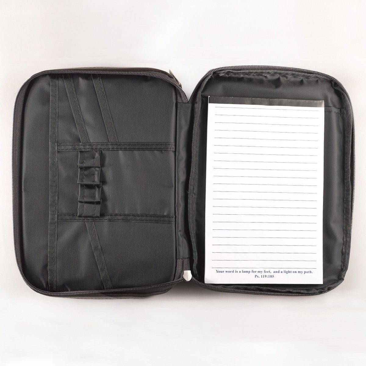 Two-fold Black Faux Leather Organizer Bible Cover