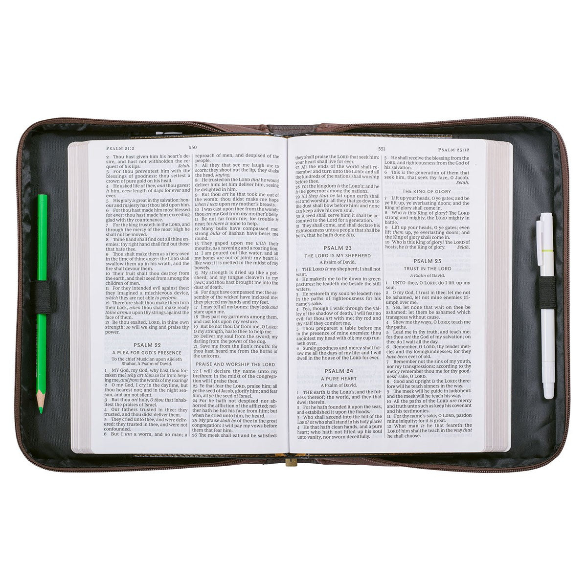 The LORD is My Strength Brown Faux Leather Classic Bible Cover - Exodus 15:2