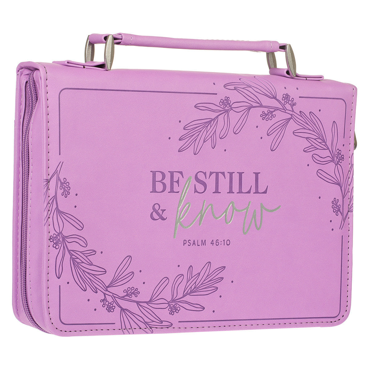 Be Still & Know Purple Laurel Faux Leather Fashion Bible Cover - Psalm 46:10