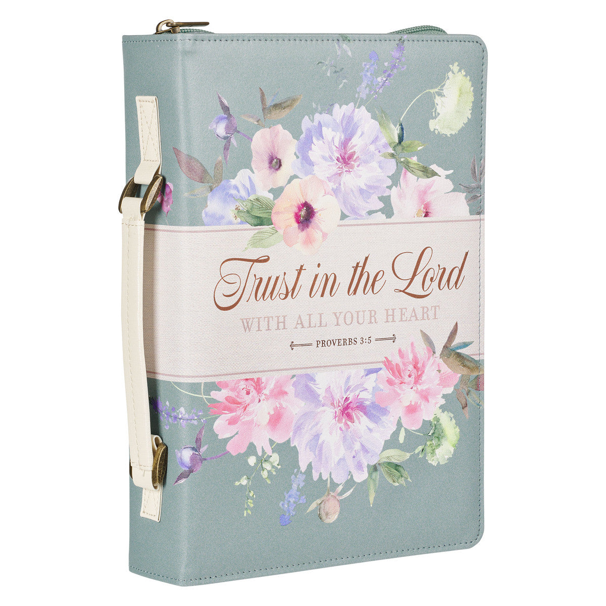 Trust in the Lord Pearlescent Pewter Floral Fashion Bible Cover - Proverbs 3:5