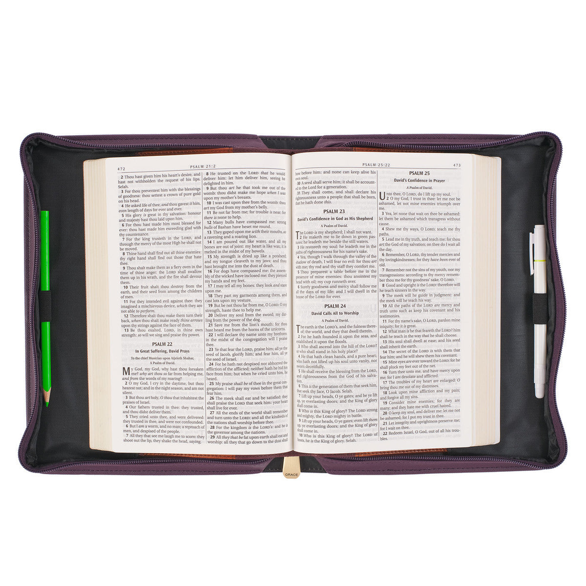 His Mercies Are New Dark Amethyst Purple Fashion Bible Cover - Lamentations 3:22-23
