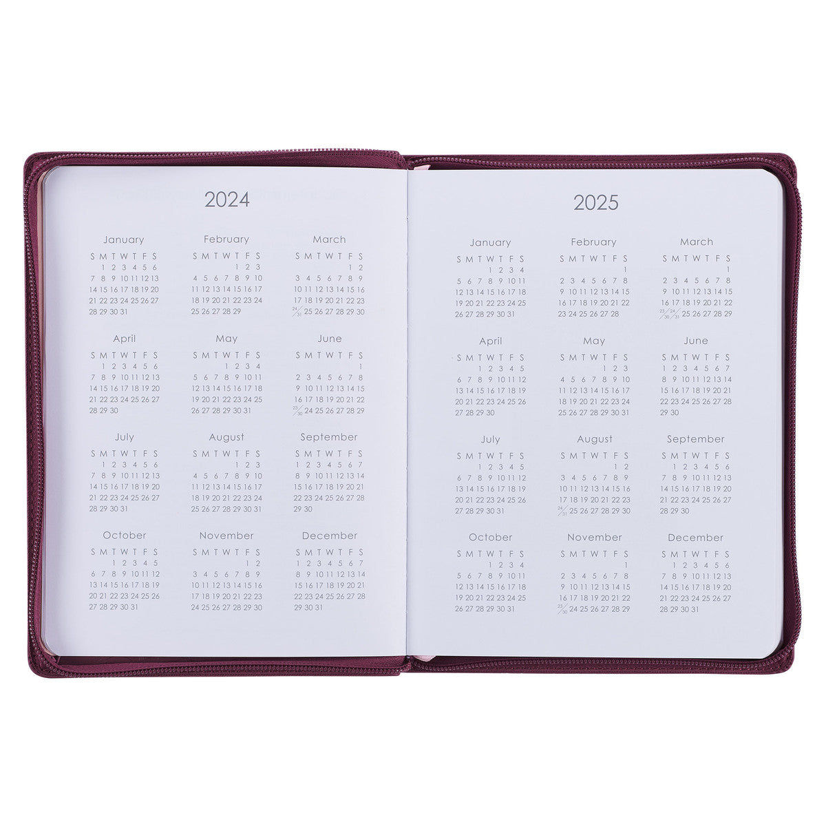 2024 Be Still Burgundy Faux Leather 18-Month Planner for Women - Psalm 46:10