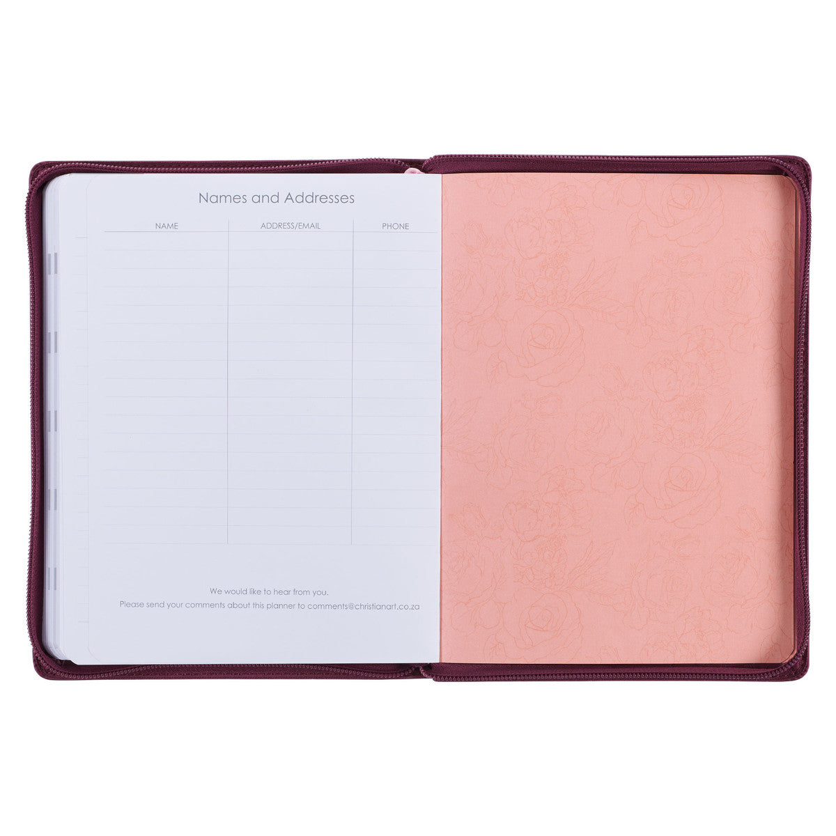 2024 Be Still Burgundy Faux Leather 18-Month Planner for Women - Psalm 46:10