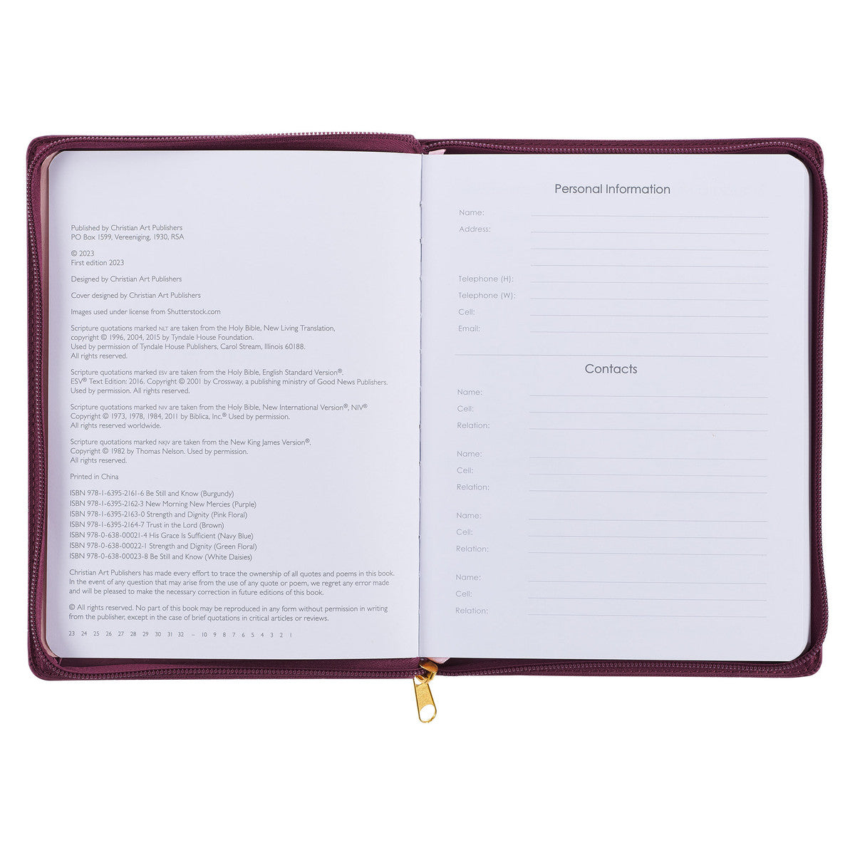 2024 Be Still Burgundy Faux Leather 18-Month Planner for Women - Psalm 46:10