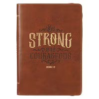 Christian Art Gifts Scripture Journal Brown Be Strong Joshua 1:9 Faux Leather Notebook