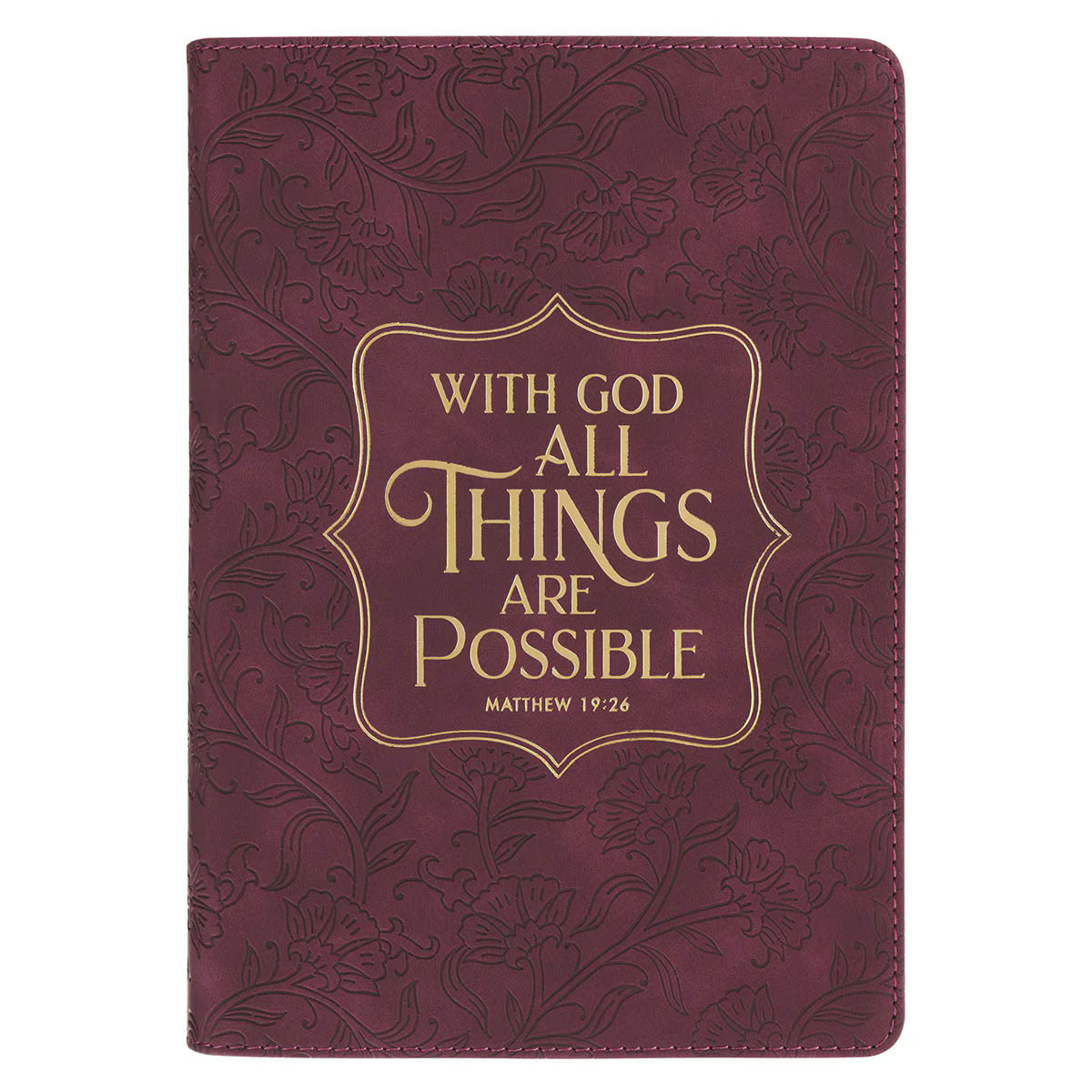 Things Are Possible Burgundy Faux Leather Classic Journal - Matthew 19:26