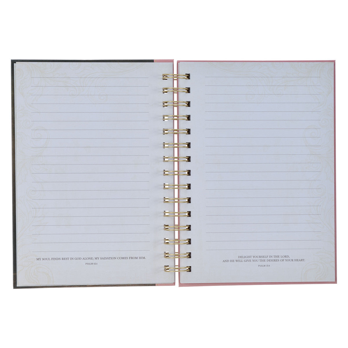 Through Christ Fluted Iris Pink and Brown Large Wirebound Journal - Philippians 4:13