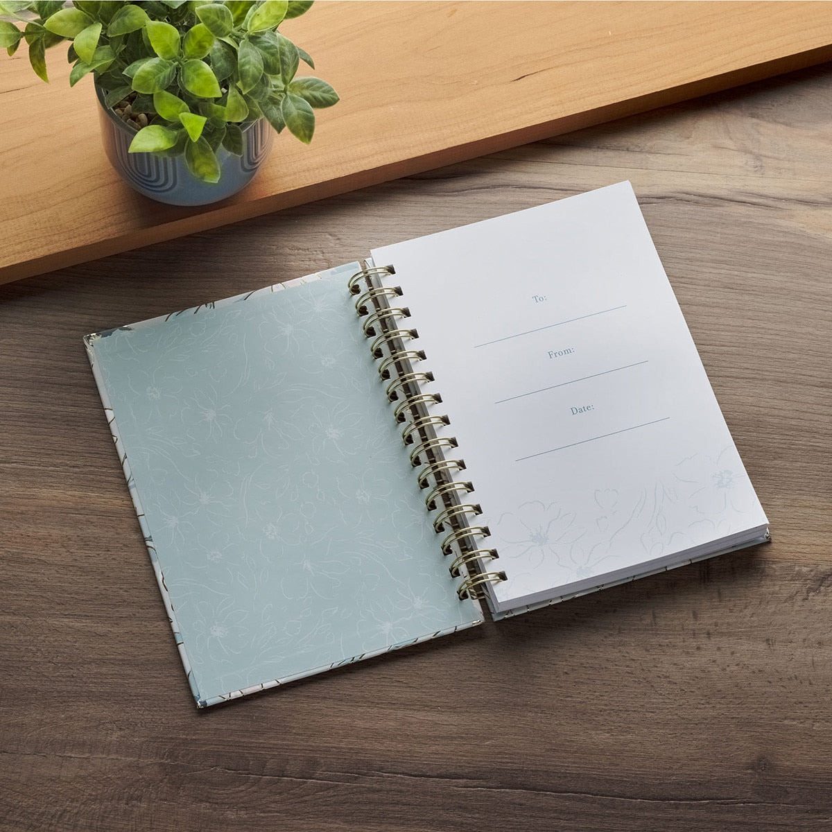 Commit to the Lord Pale Blue Floral Spiral-bound Journal - Proverbs 16:3