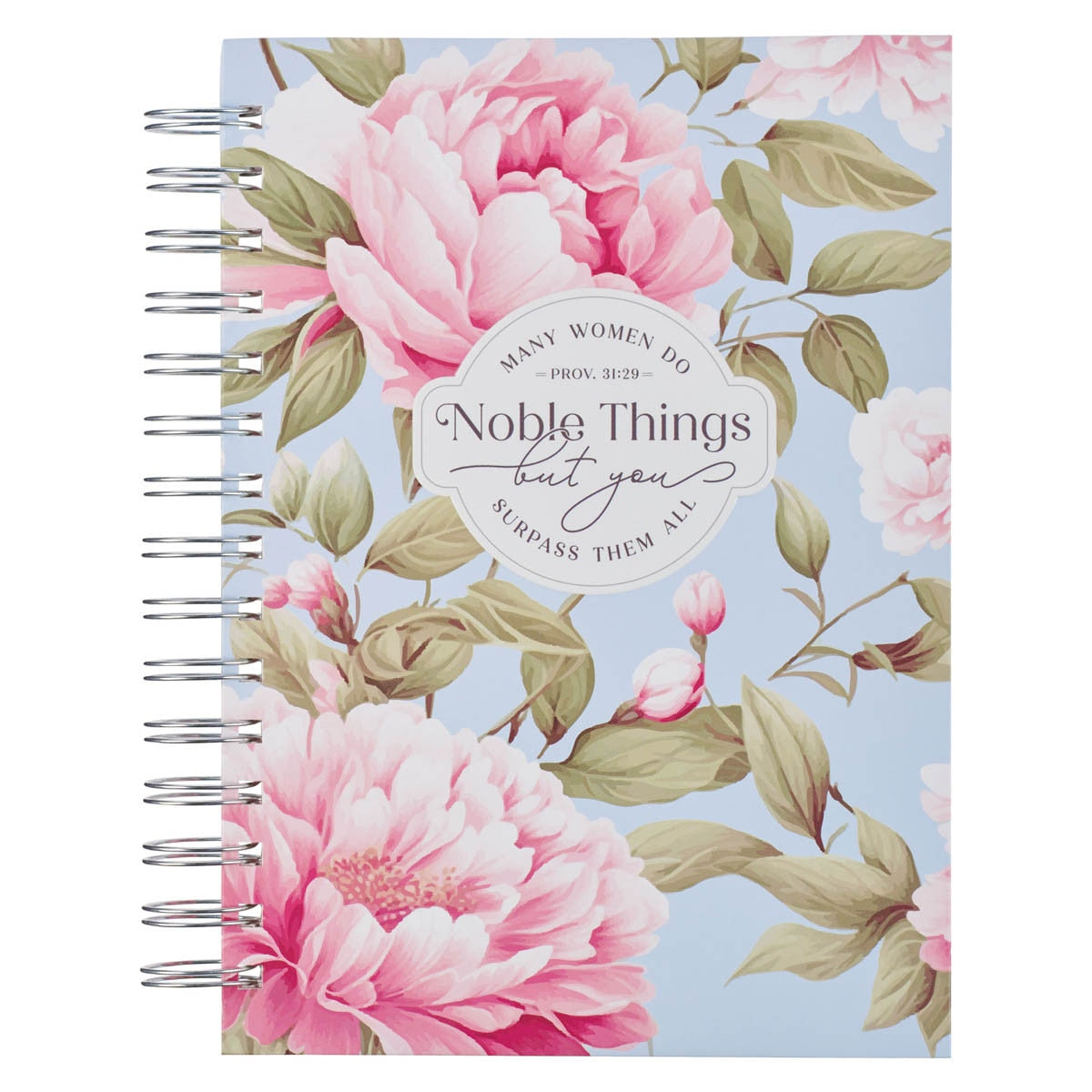 Noble Things Pink Peony Spiral-bound Journal - Proverbs 31:29