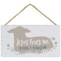 Hanging Sign-Jesus Loves Me Lamb