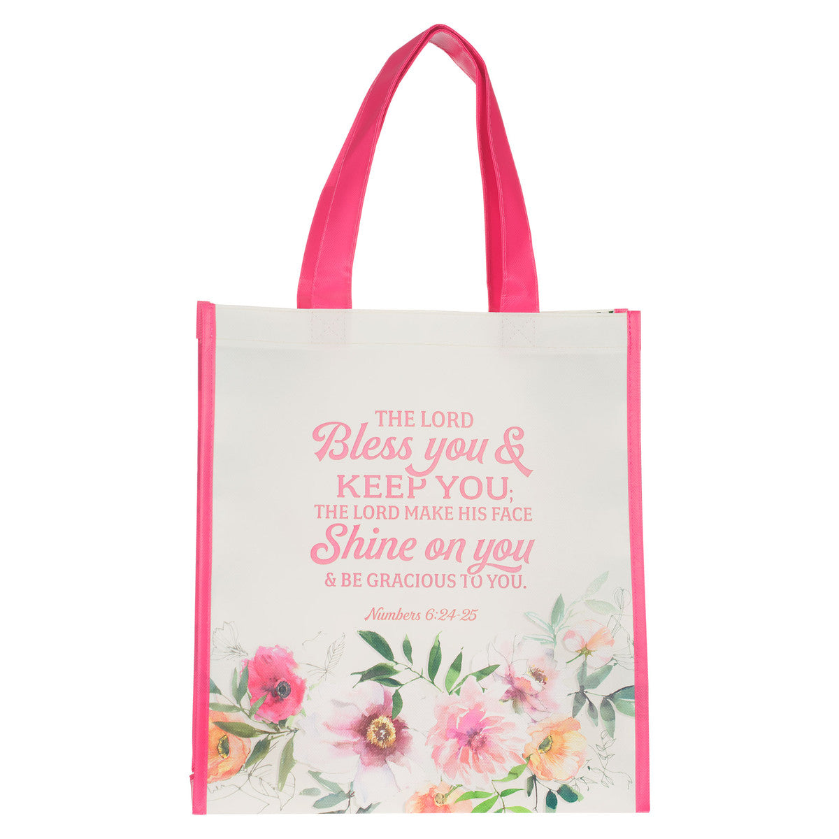 Bless You Tote, Pink & White Floral | Christian Art Gifts