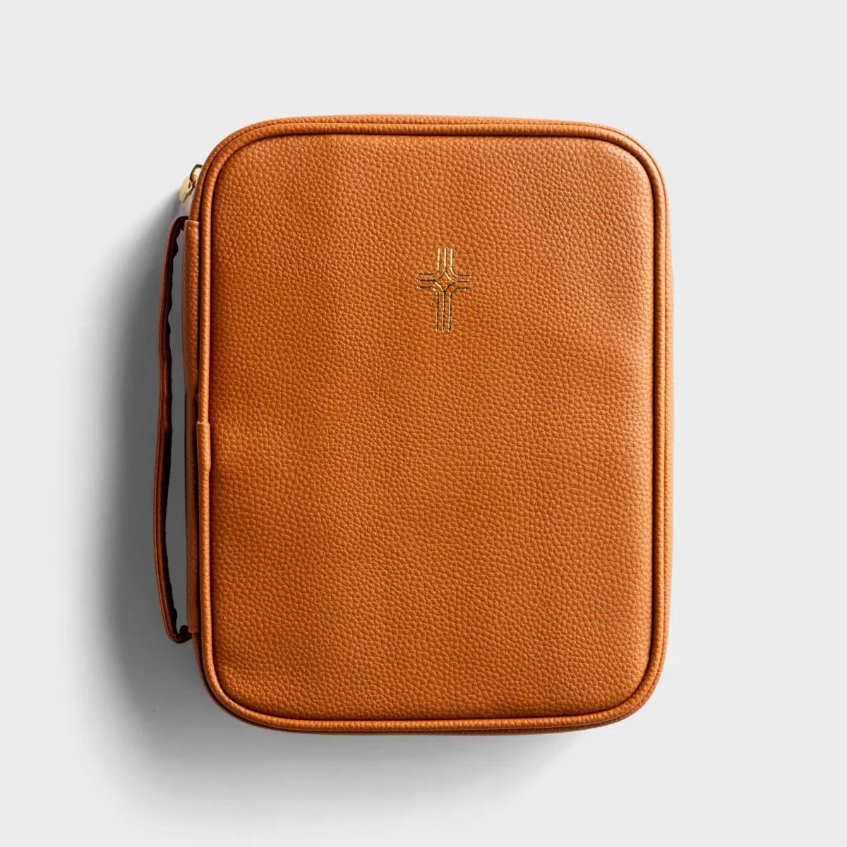 Gold Cross - Tan Faux Leather Bible Cover