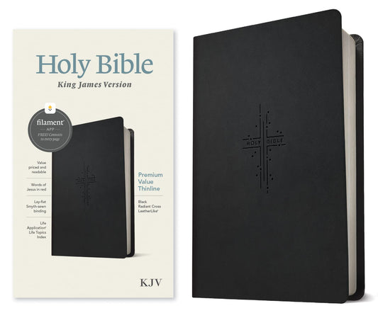 KJV Premium Value Thinline Bible, Filament Enabled Edition (Red Letter, LeatherLike, Black Radiant Cross)