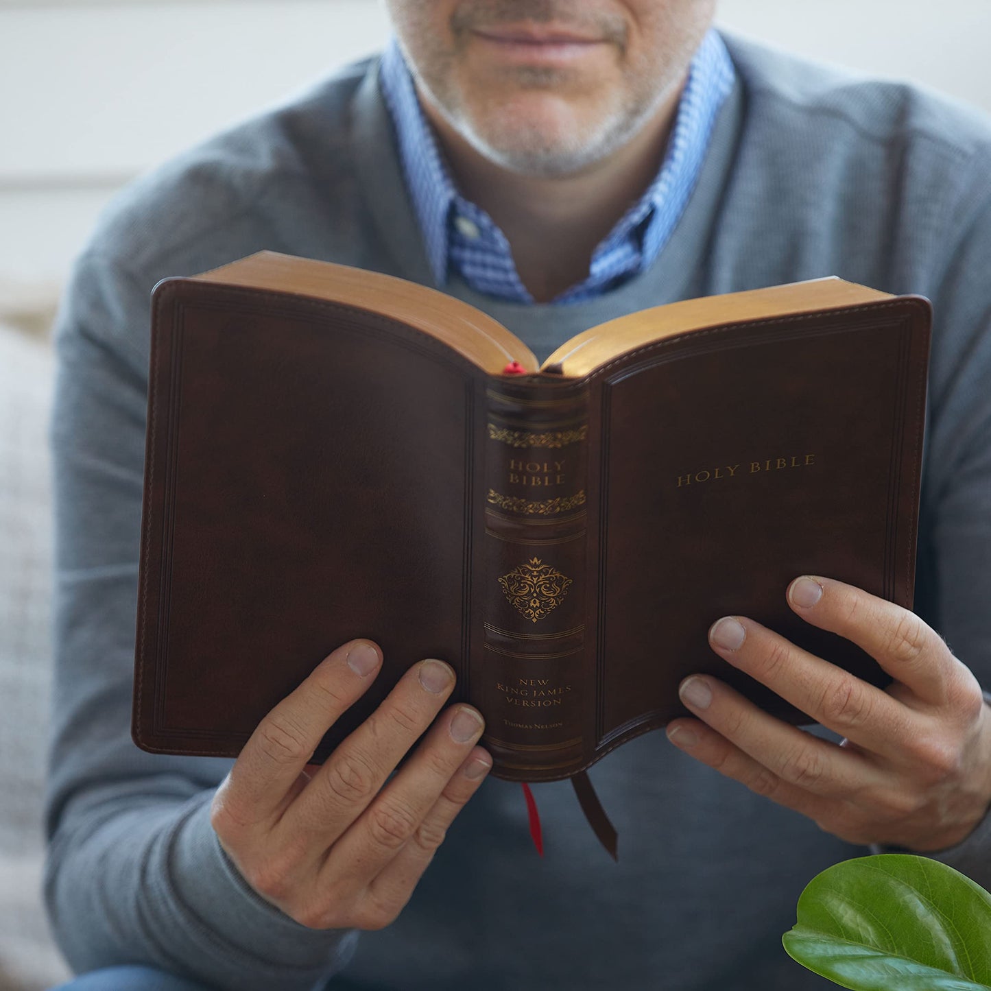 NKJV, Personal Size Reference Bible, Sovereign Collection, Leathersoft, Brown, Red Letter, Comfort Print: Holy Bible, New King James Version