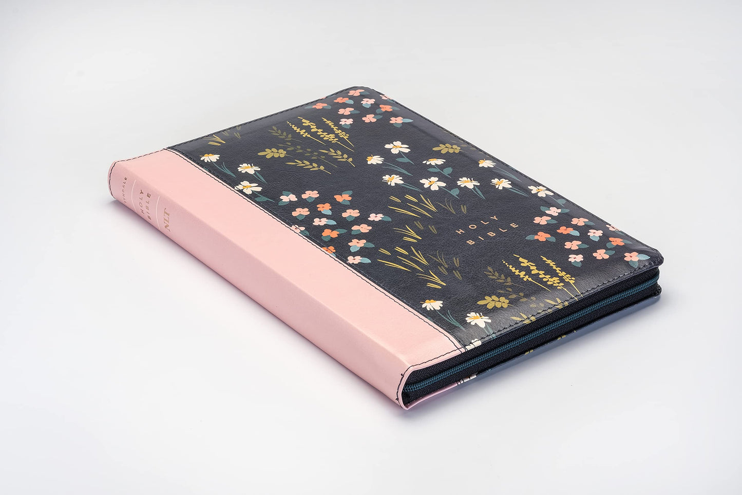 NLT Large Print Thinline Reference Zipper Bible, Filament Enabled Edition (LeatherLike, Meadow Navy & Pink )
